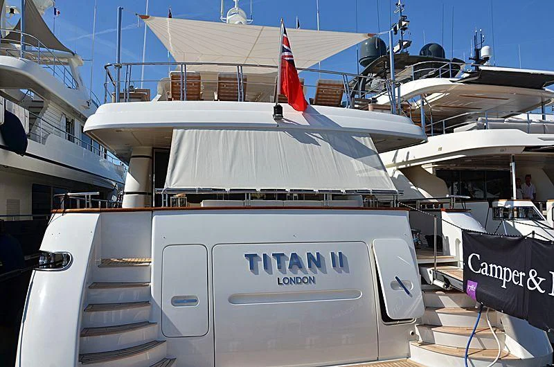 a boat docked at a pier aboard ARGO B Yacht for Sale