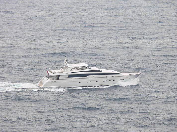 a white boat in the water aboard ARGO B Yacht for Sale