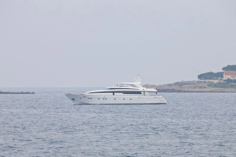 a white boat in the water aboard ARGO B Yacht for Sale