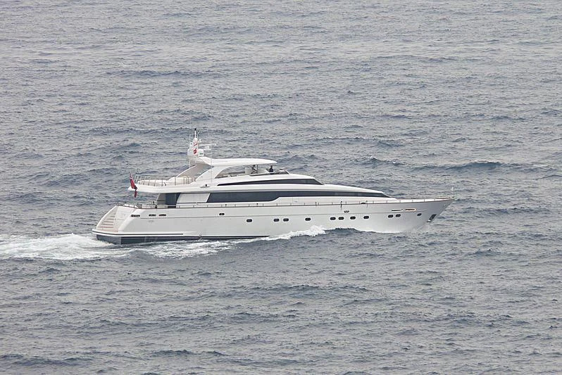 a white boat in the water aboard ARGO B Yacht for Sale