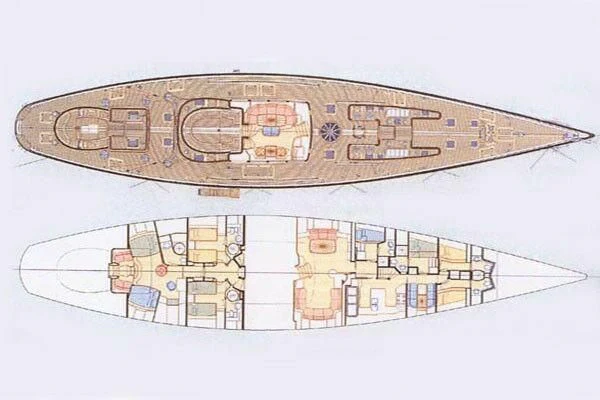 a close-up of a model of a building aboard MARIA CATTIVA Yacht for Sale