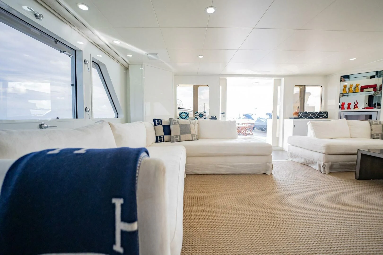 a room with a couch and a chair aboard BG Yacht for Sale