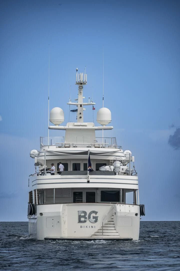 a large white ship in the water aboard BG Yacht for Sale