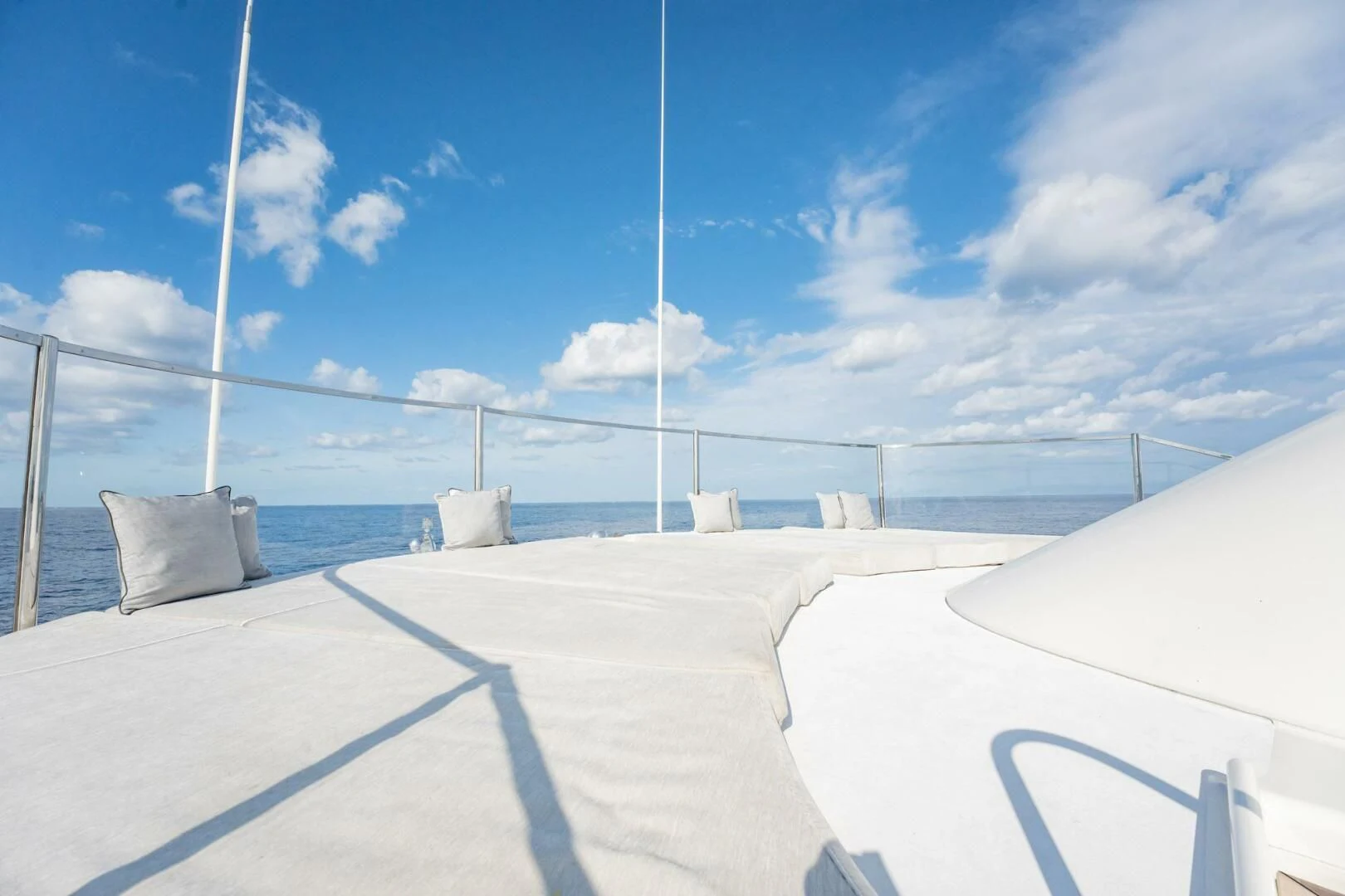 a road with a row of white tents on it aboard BG Yacht for Sale