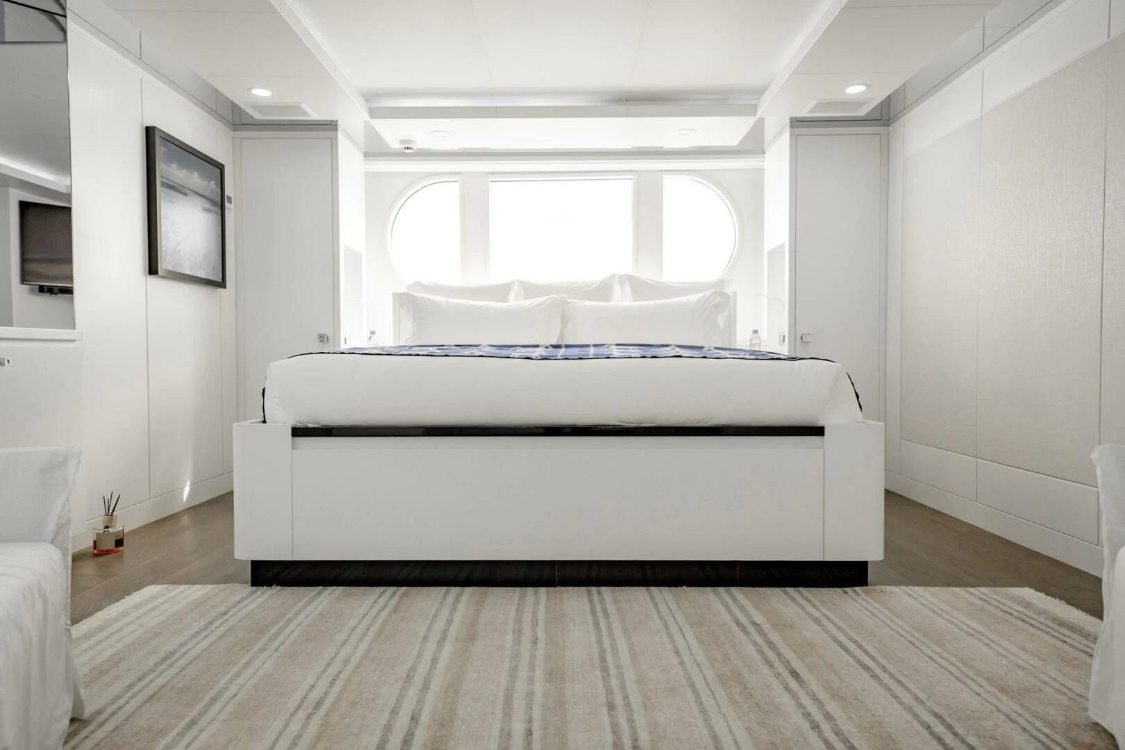 a bed in a room aboard BG Yacht for Sale