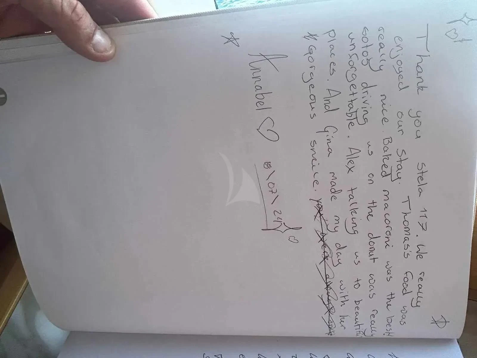 text, letter, whiteboard aboard STELA 117 Yacht for Sale