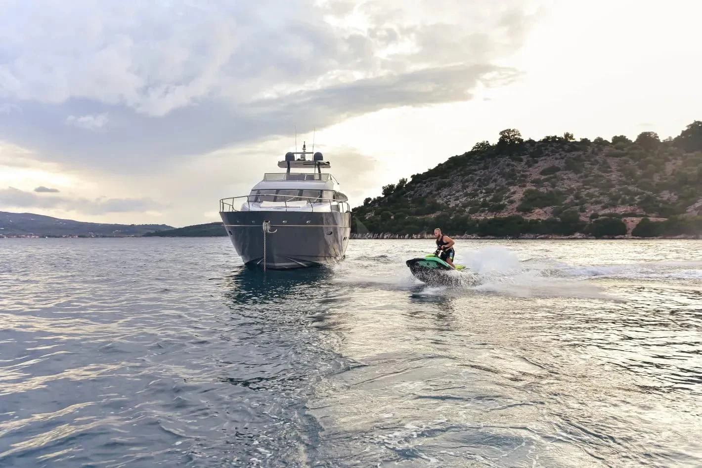 a boat in the water aboard STELA 117 Yacht for Sale
