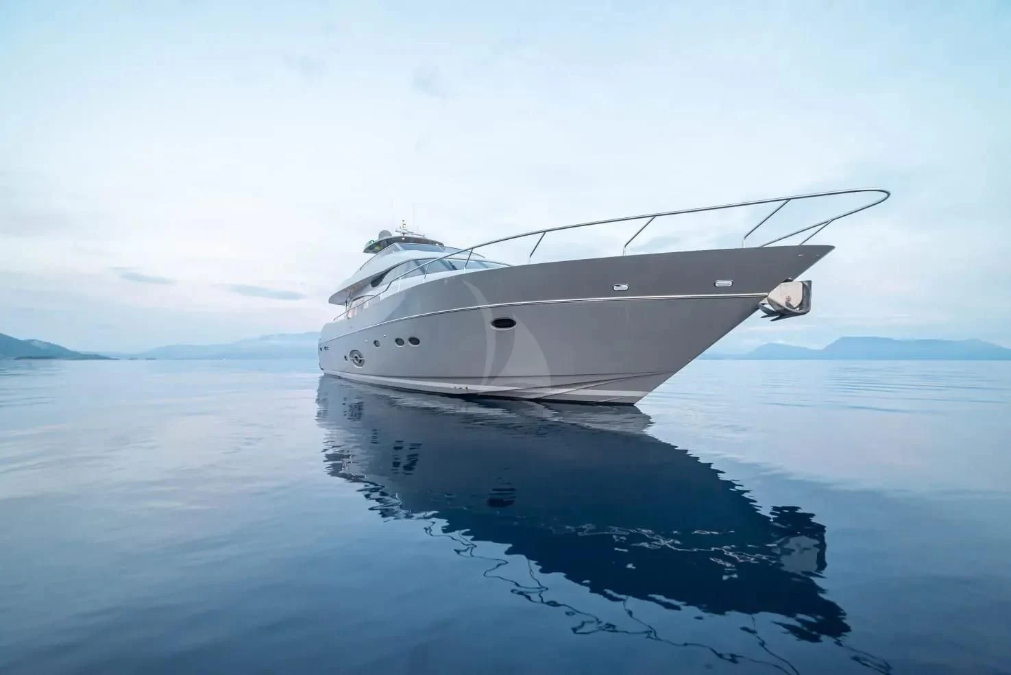 a white yacht on the water aboard STELA 117 Yacht for Sale