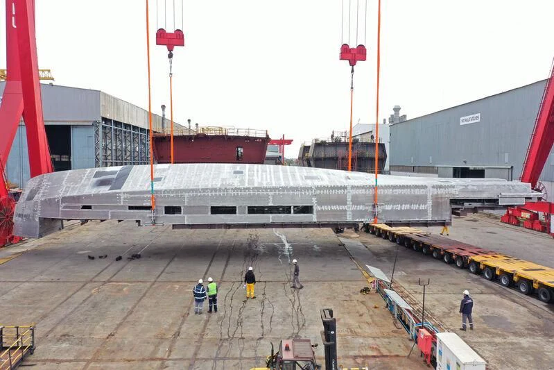 a train station with a train aboard AISHA Yacht for Sale