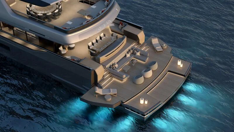 a high angle view of a ship aboard AISHA Yacht for Sale