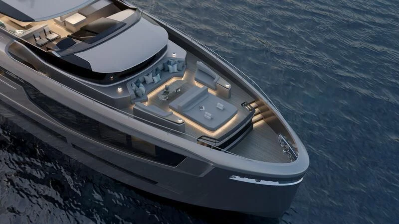 a boat on the water aboard AISHA Yacht for Sale