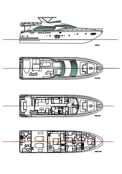 diagram, engineering drawing aboard LA FENICE Yacht for Charter