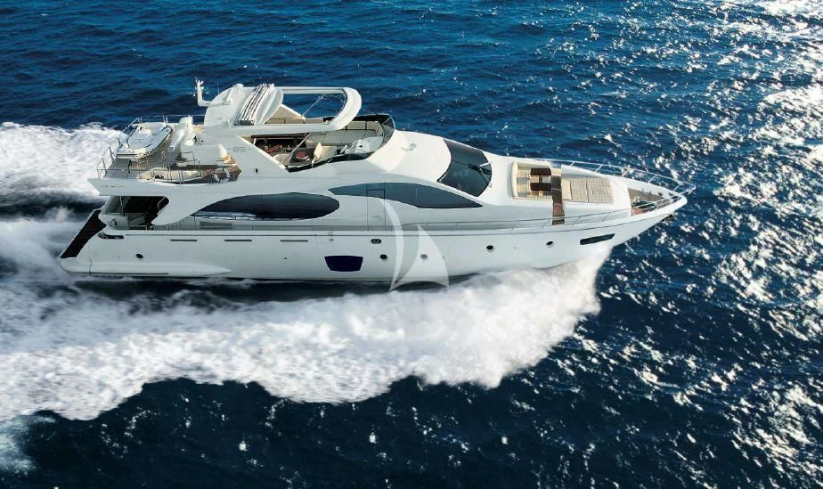 a space ship in the water aboard LA FENICE Yacht for Charter