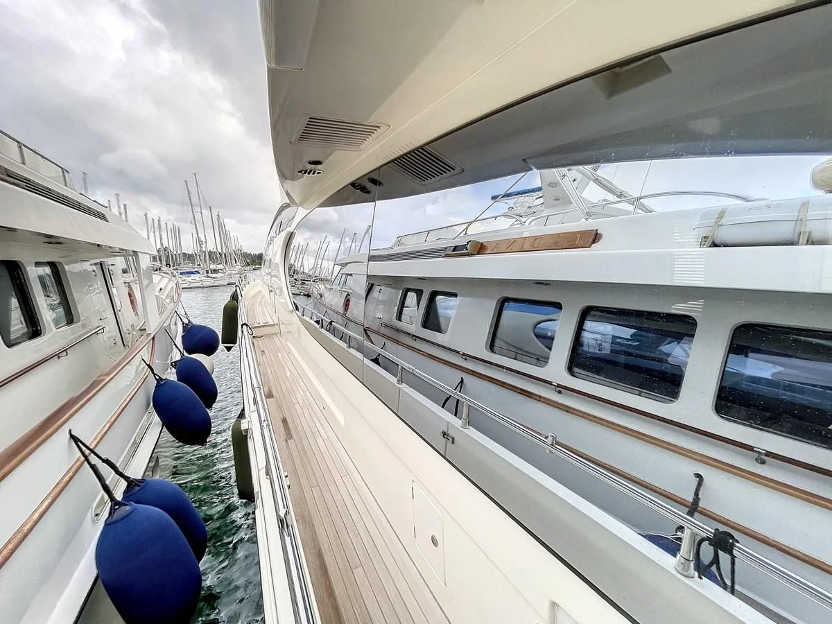 a train on the railway tracks aboard LA FENICE Yacht for Charter
