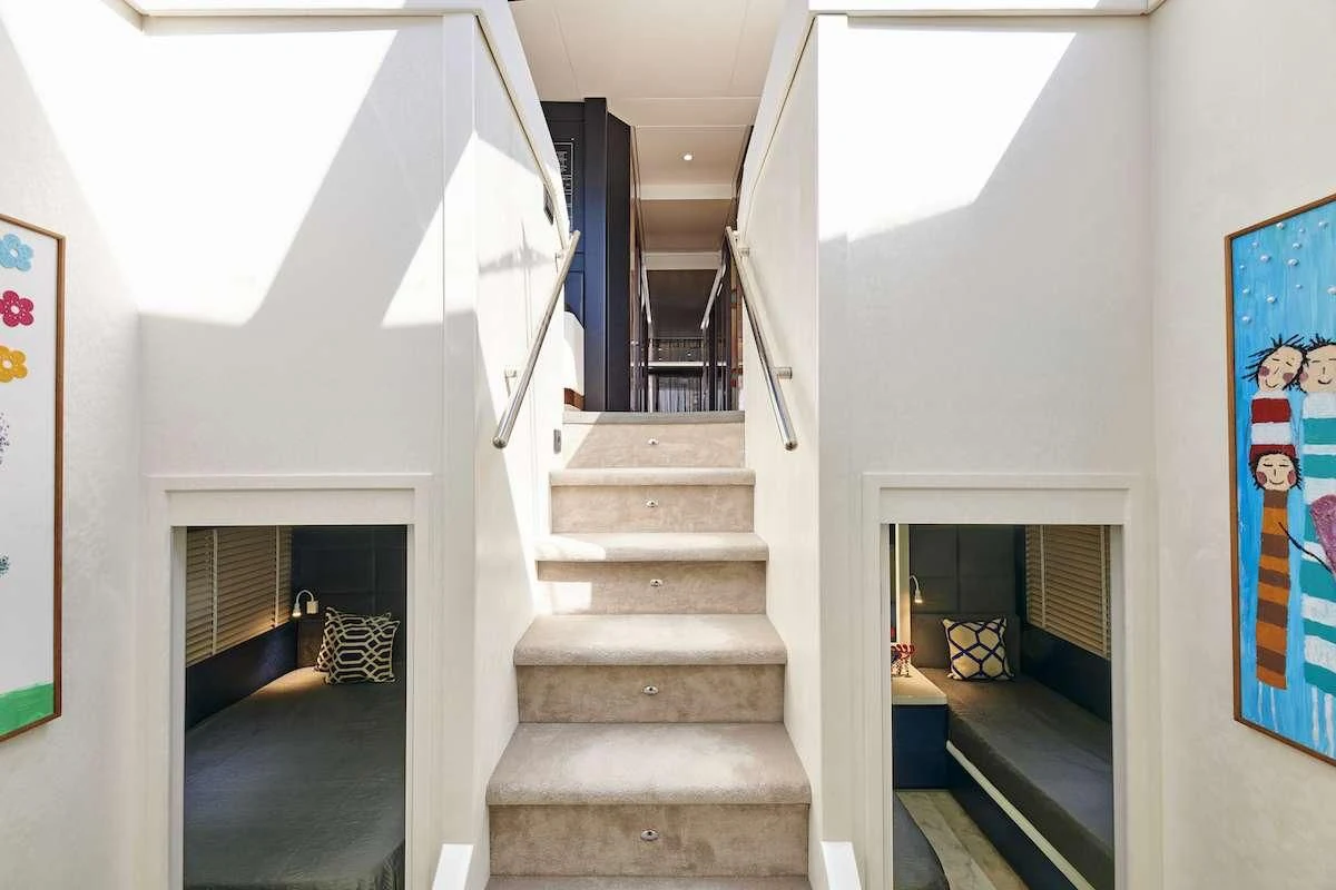 a staircase in a house aboard LA FENICE Yacht for Charter