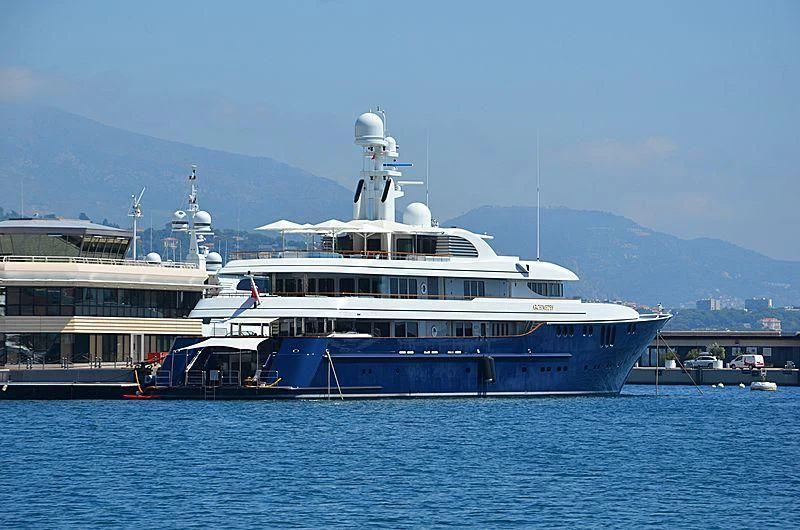 a large white boat in the water aboard ARCHIMEDES Yacht for Sale
