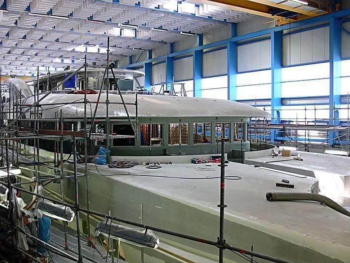 a boat in a large building aboard ARCHIMEDES Yacht for Sale
