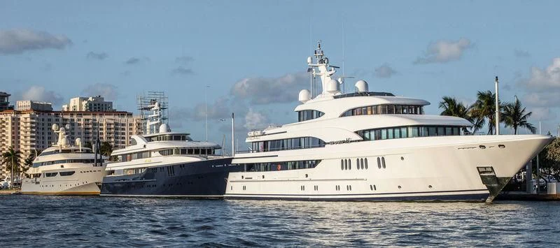 a large white boat in the water aboard ARCHIMEDES Yacht for Sale