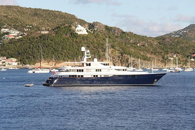 a large ship in the water aboard ARCHIMEDES Yacht for Sale