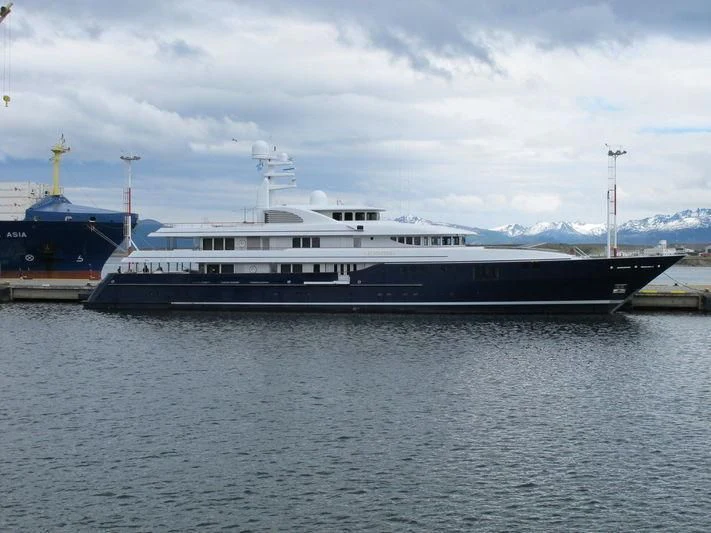 a large ship in the water aboard ARCHIMEDES Yacht for Sale