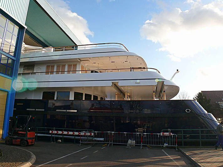 a large building with a boat on top aboard ARCHIMEDES Yacht for Sale