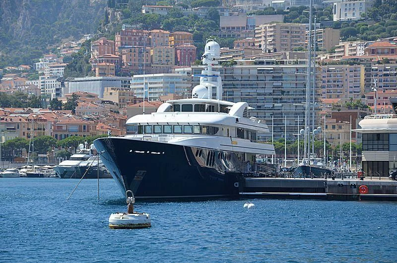 a large boat in the water aboard ARCHIMEDES Yacht for Sale