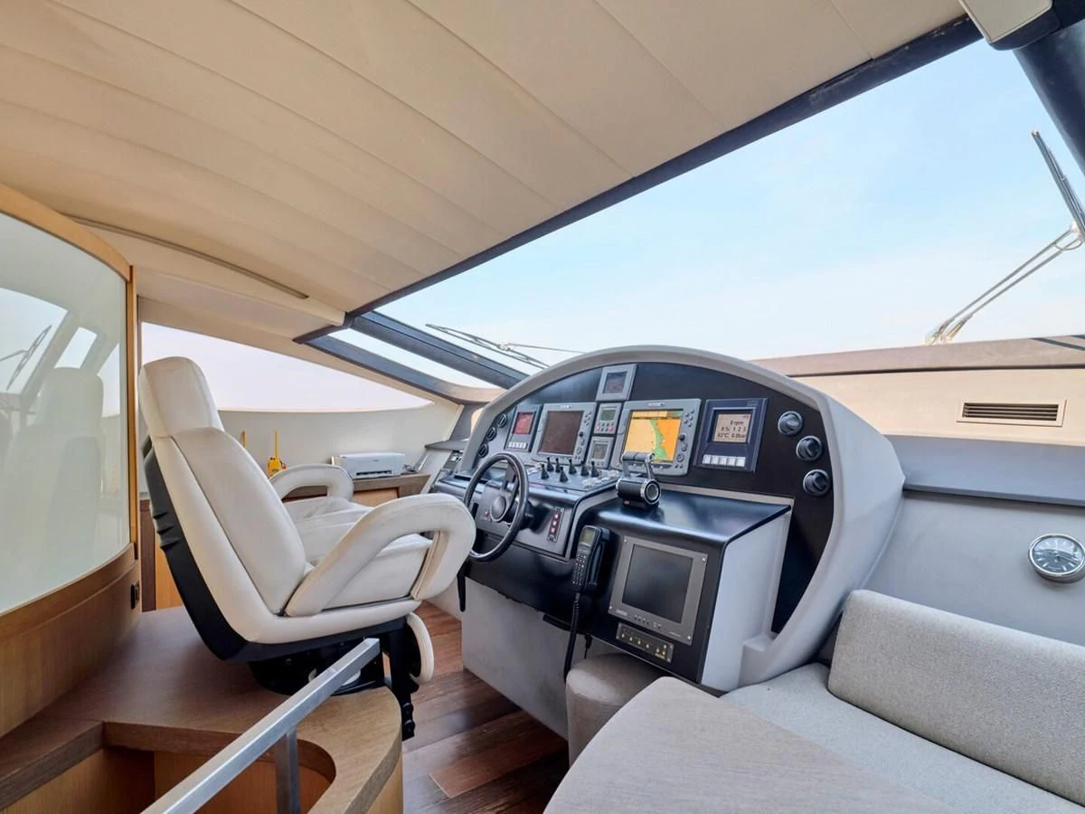 inside of a car aboard ONE Yacht for Charter