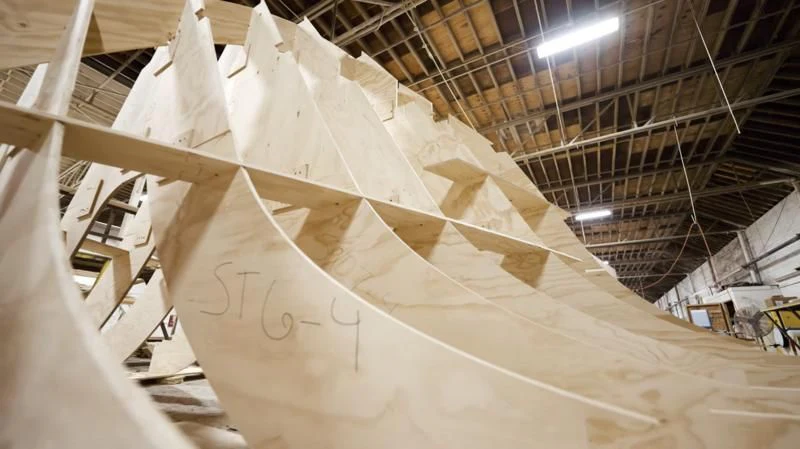 a large white structure with a spiral staircase inside aboard JARRETT BAY 90/68 Yacht for Sale