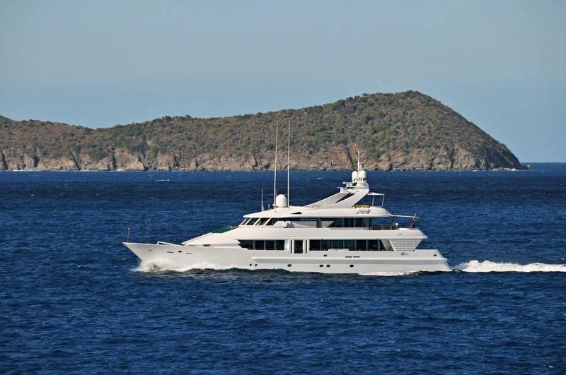 a white boat in the water aboard AQUALIBRIUM 1 Yacht for Sale