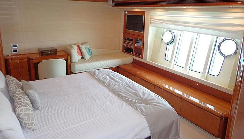 a room with two beds aboard ASTARTE Yacht for Sale