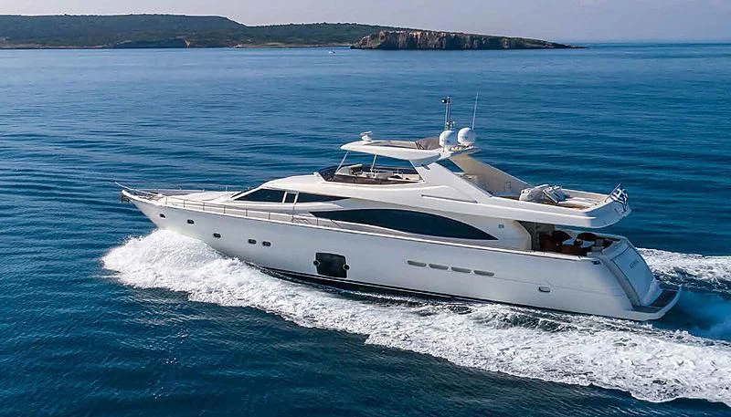 a white yacht on the water aboard ASTARTE Yacht for Sale