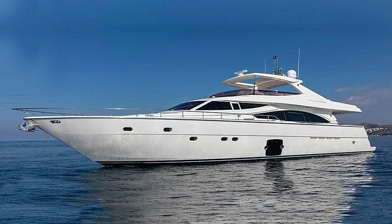 a white yacht on the water aboard ASTARTE Yacht for Sale