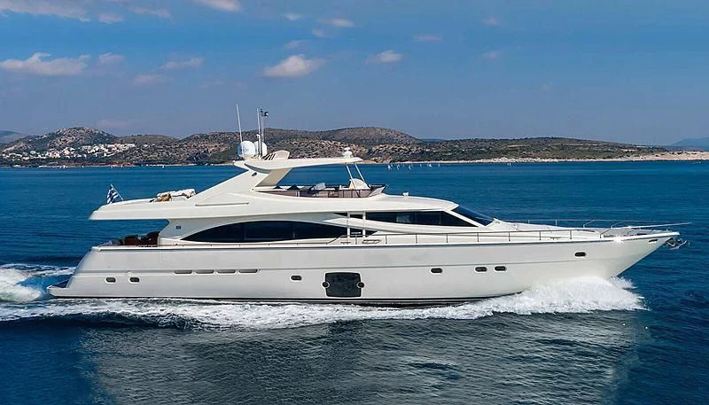 a white yacht in the water aboard ASTARTE Yacht for Sale