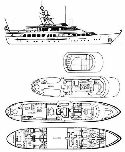 diagram, engineering drawing aboard TRANQUILLITY Yacht for Sale