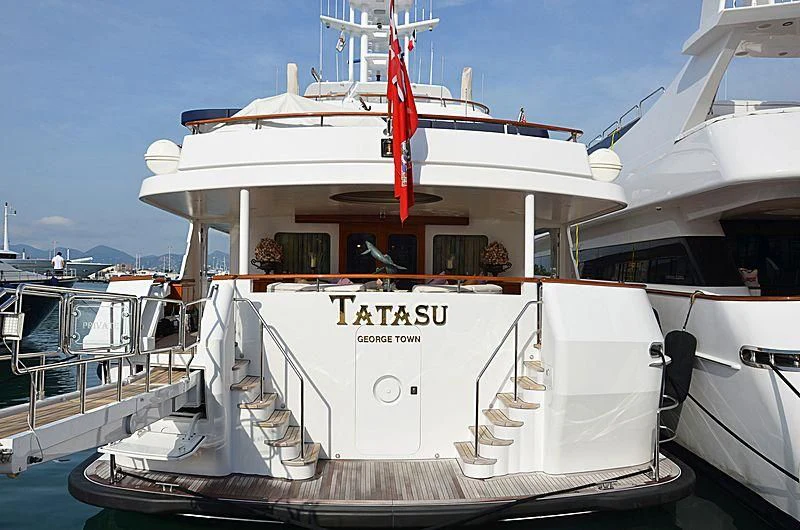 a large white boat aboard TATASU Yacht for Sale