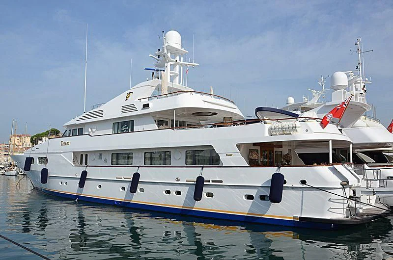 a large white boat aboard TATASU Yacht for Sale