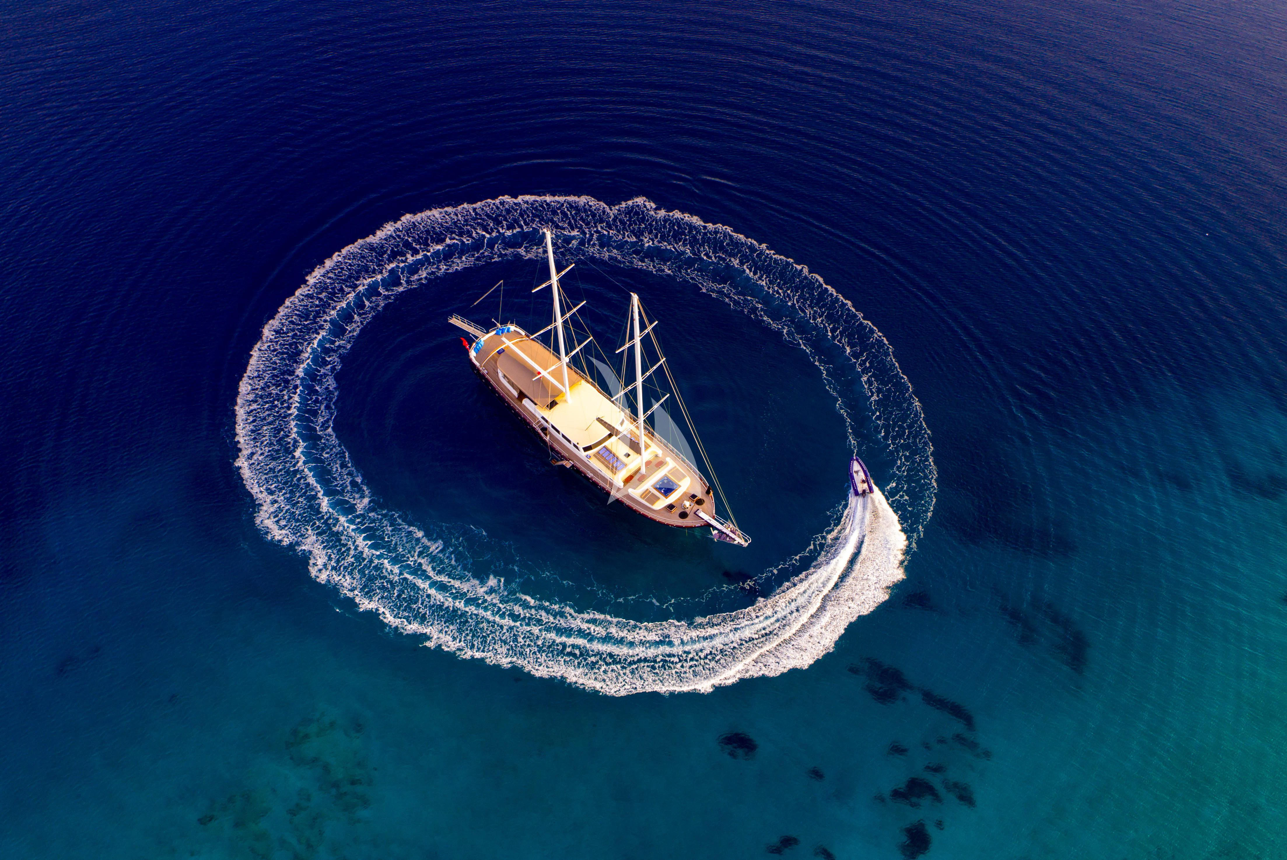 a ship in the water aboard NEVRA QUEEN Yacht for Sale