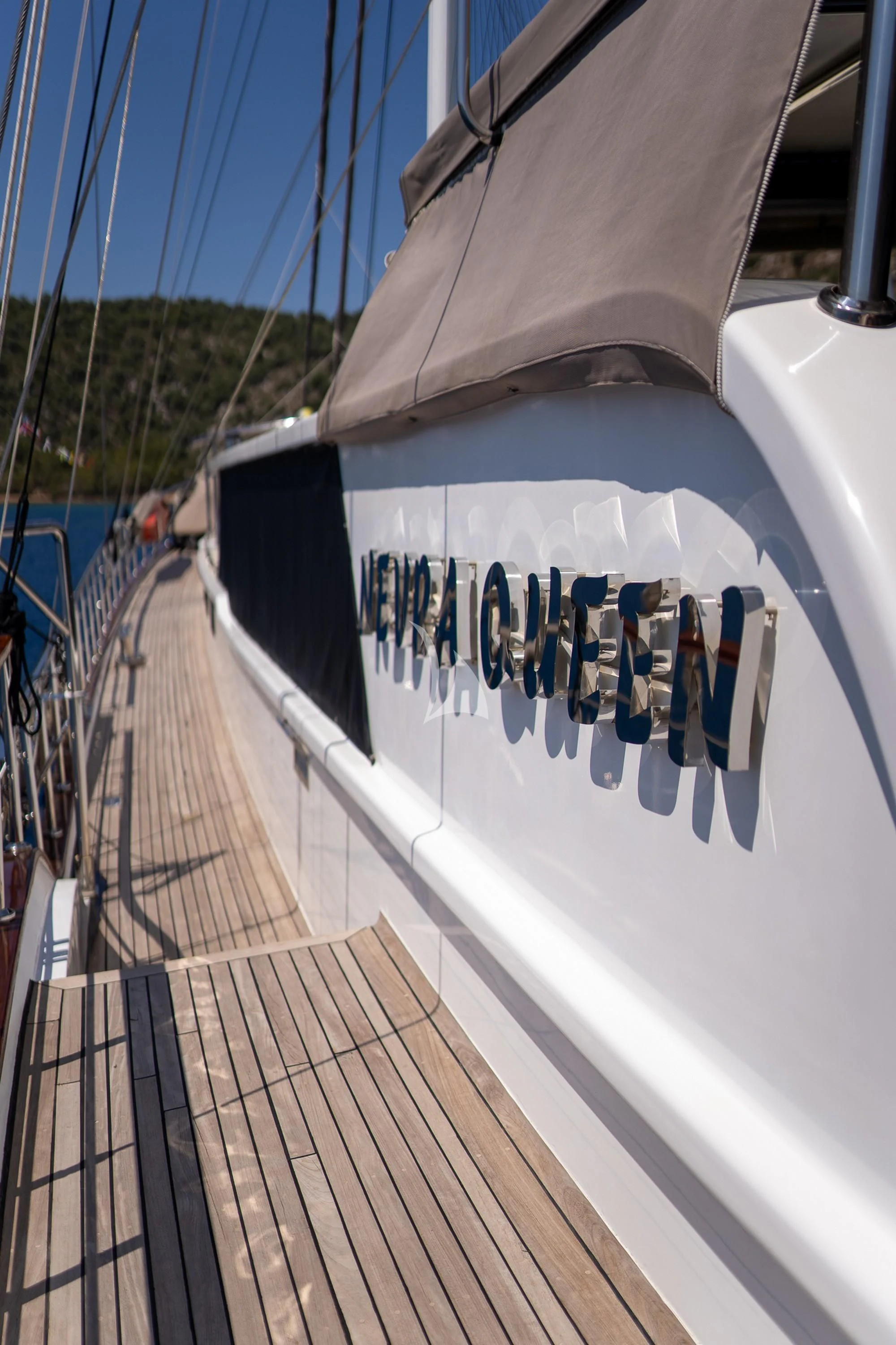 a boat on a dock aboard NEVRA QUEEN Yacht for Sale