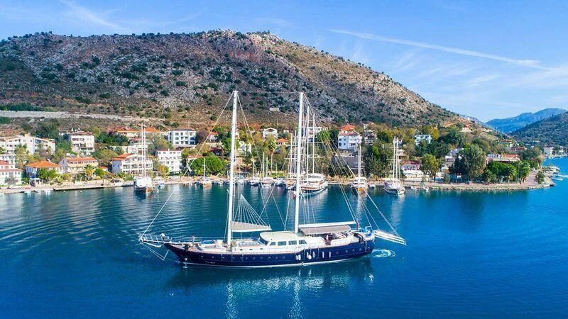 a boat on the water aboard NEVRA QUEEN Yacht for Sale