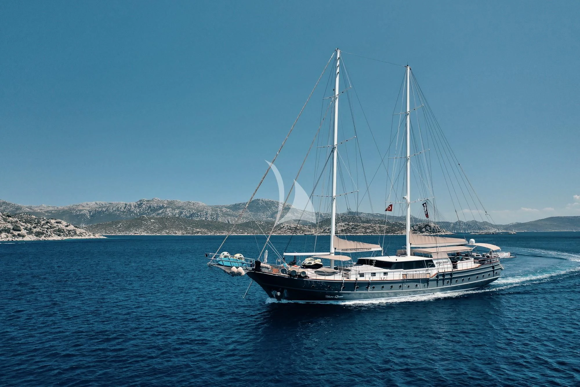 a boat sailing on the water aboard NEVRA QUEEN Yacht for Sale