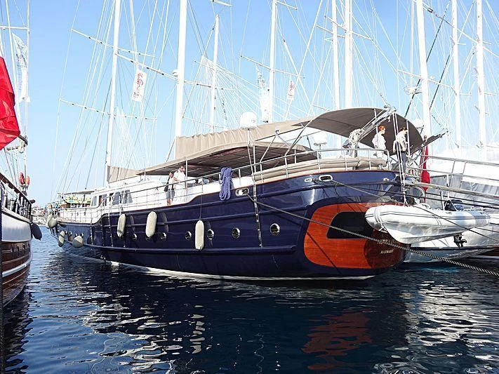 a boat docked in the water aboard NEVRA QUEEN Yacht for Sale
