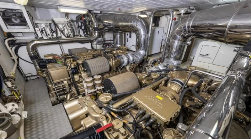 a large machine with many parts aboard INTEGRITY Yacht for Sale