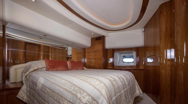 a bed in a room aboard INTEGRITY Yacht for Sale