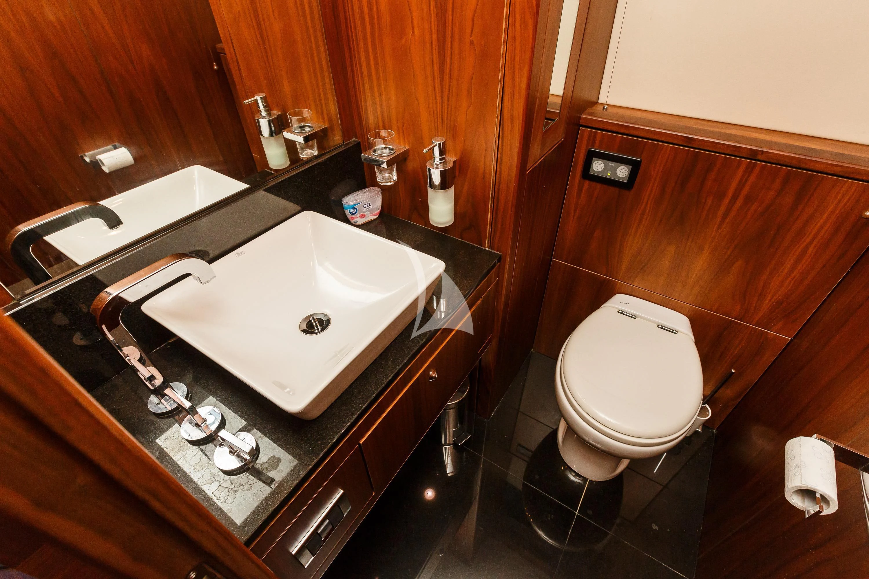 a bathroom with a sink and toilet aboard THE BEST WAY Yacht for Sale