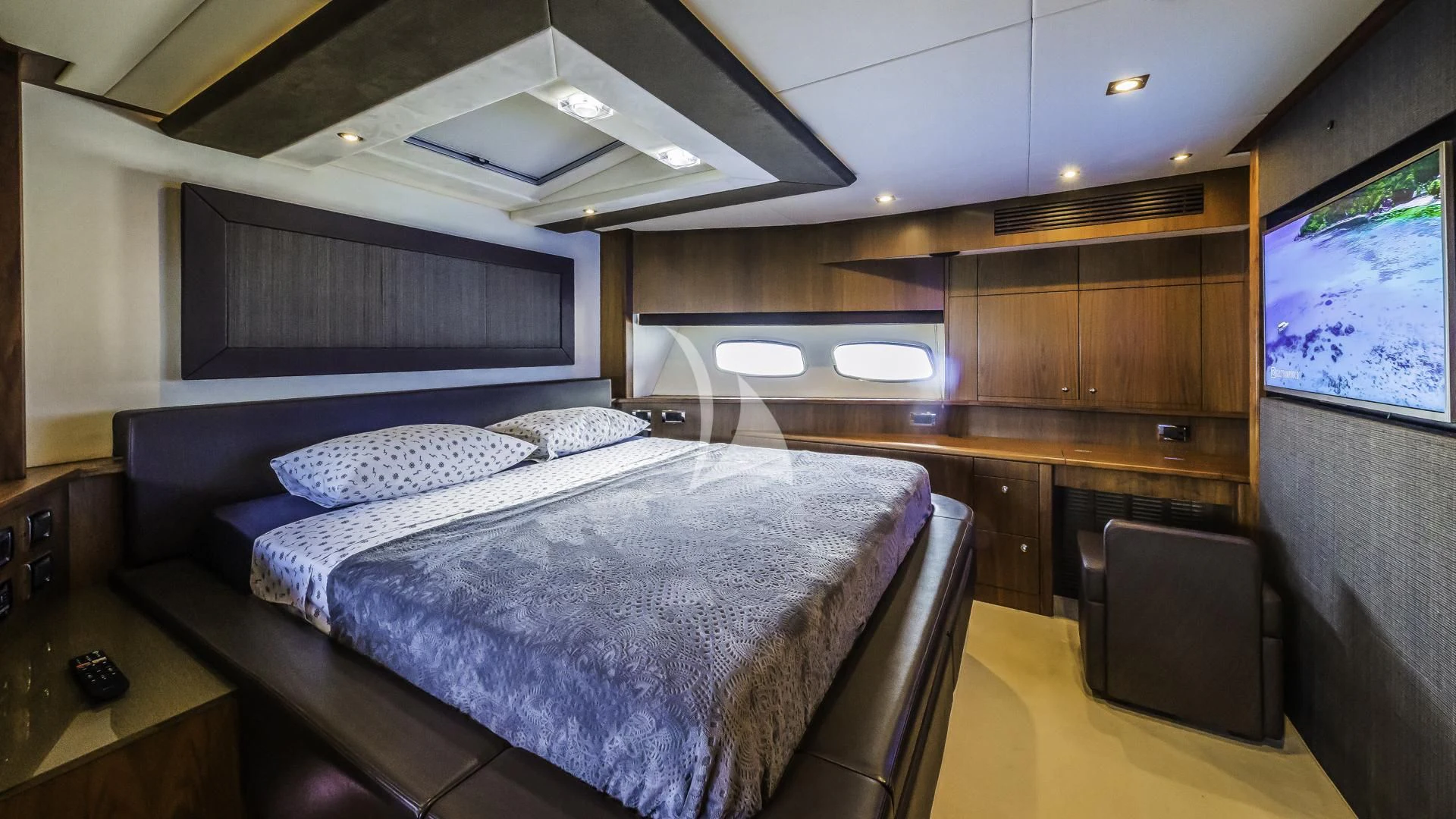 a bed in a room aboard THE BEST WAY Yacht for Sale