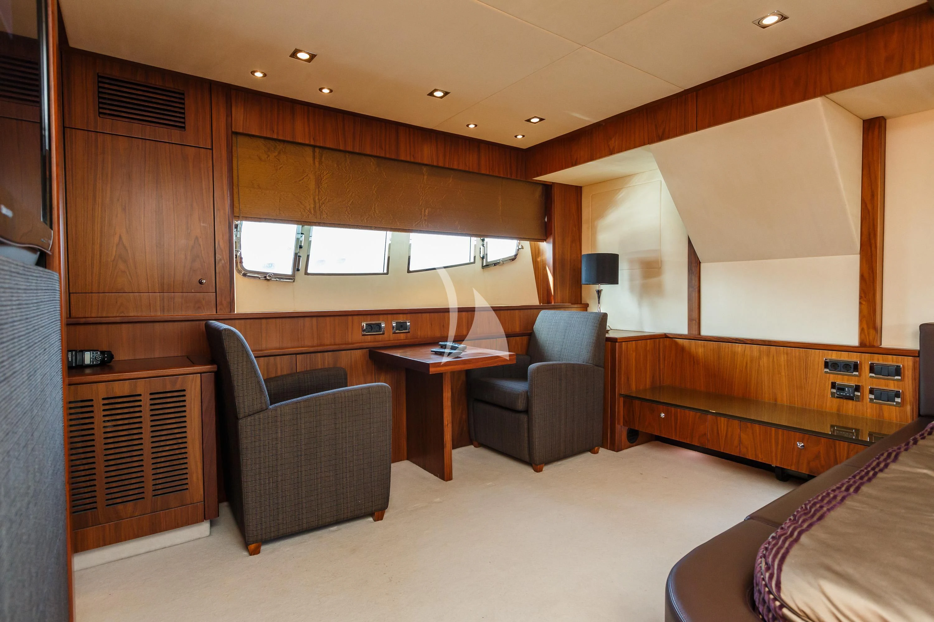 a room with a couch and a table and chairs aboard THE BEST WAY Yacht for Sale
