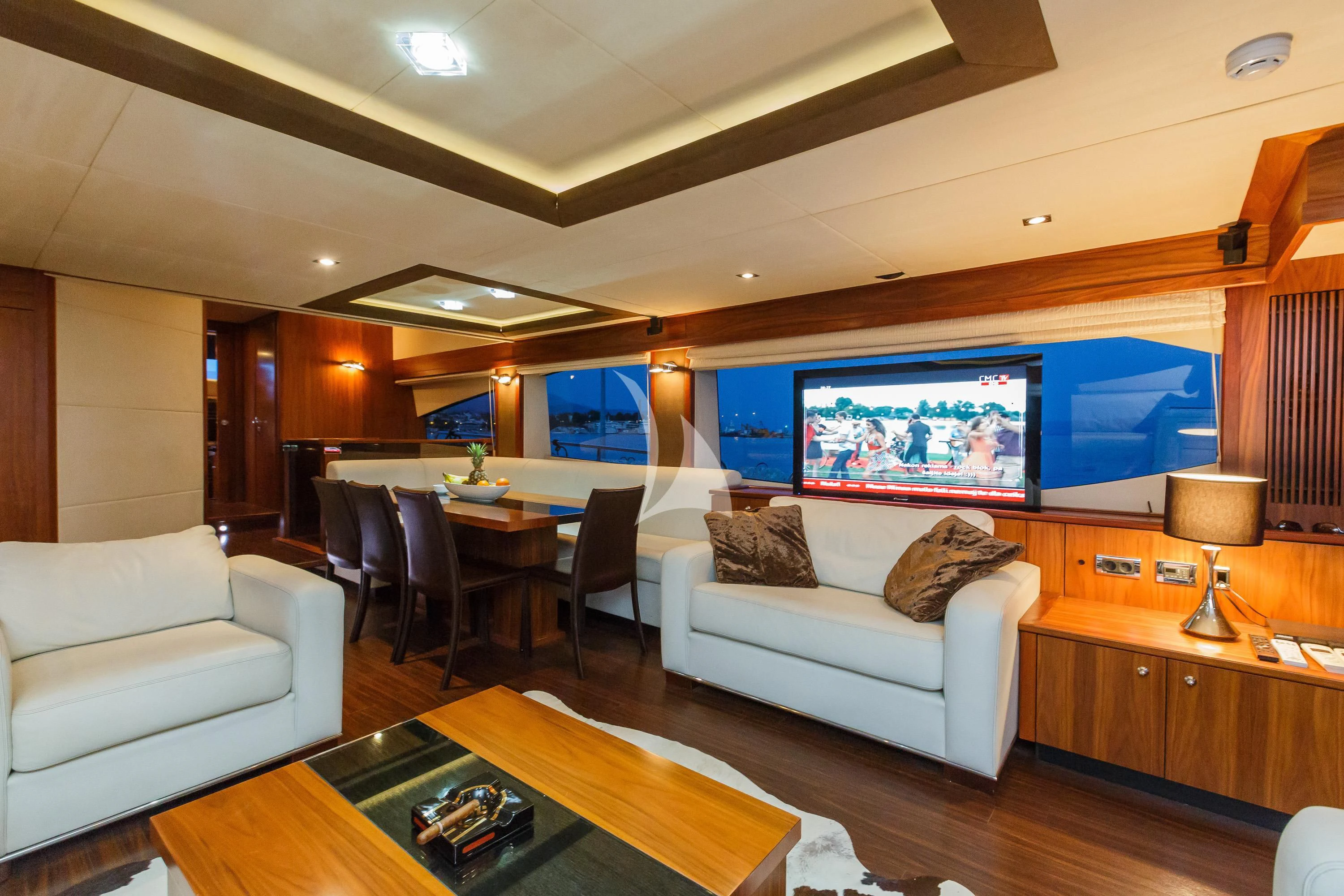a living room with a couch and a table aboard THE BEST WAY Yacht for Sale