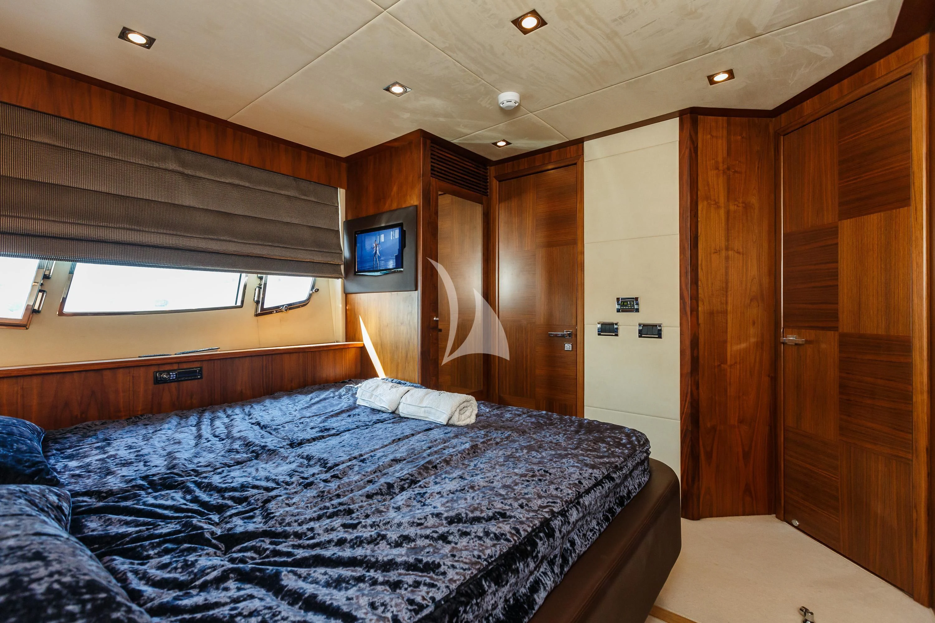 a bed in a room aboard THE BEST WAY Yacht for Sale