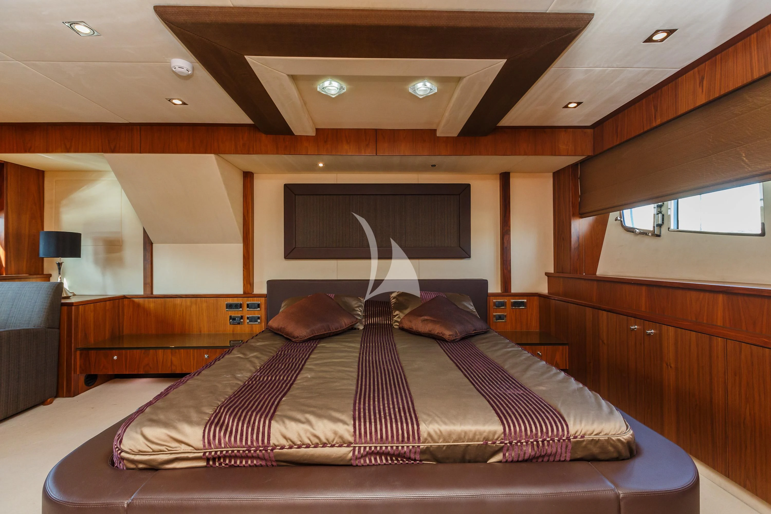 a bedroom with a large bed aboard THE BEST WAY Yacht for Sale