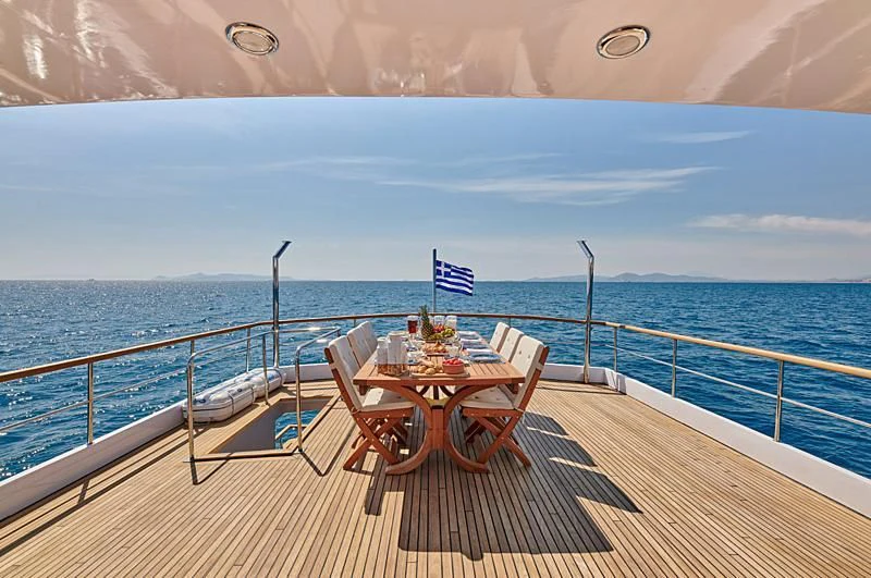 a table on a boat aboard WIDE LIBERTY Yacht for Sale